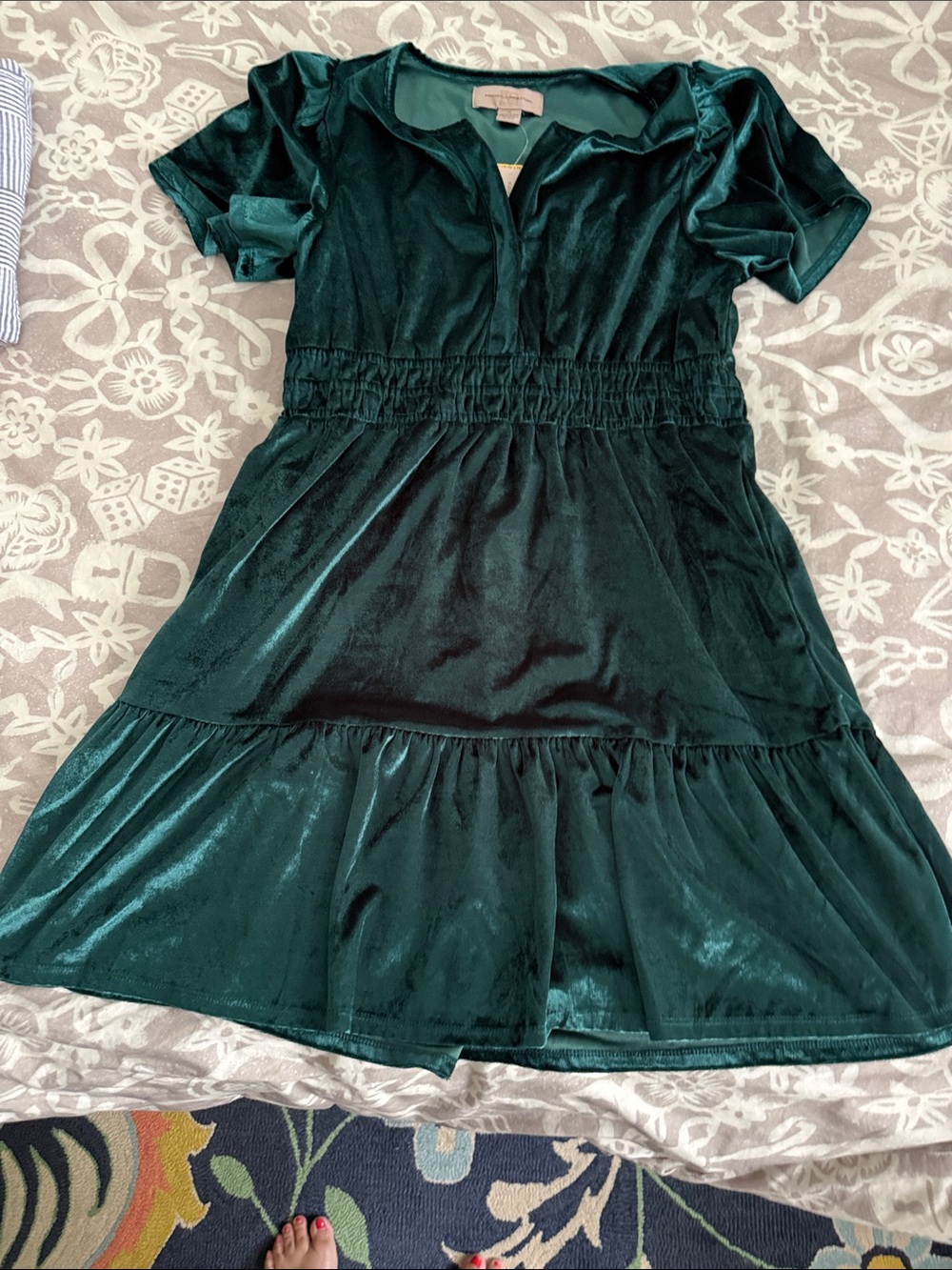 French Connection from Sam’s Club. Emerald Velvet Short-Sleeve Dress